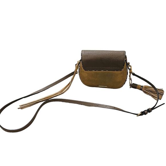 Rebecca Minkoff Suede Snake Print Crossbody Bag Tan Black - Picture 4 of 7